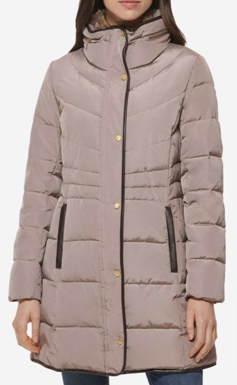Cole Haan Women's Hidden Hood Puffer Coat in Cashew Size Small 2-6 MSRP $298